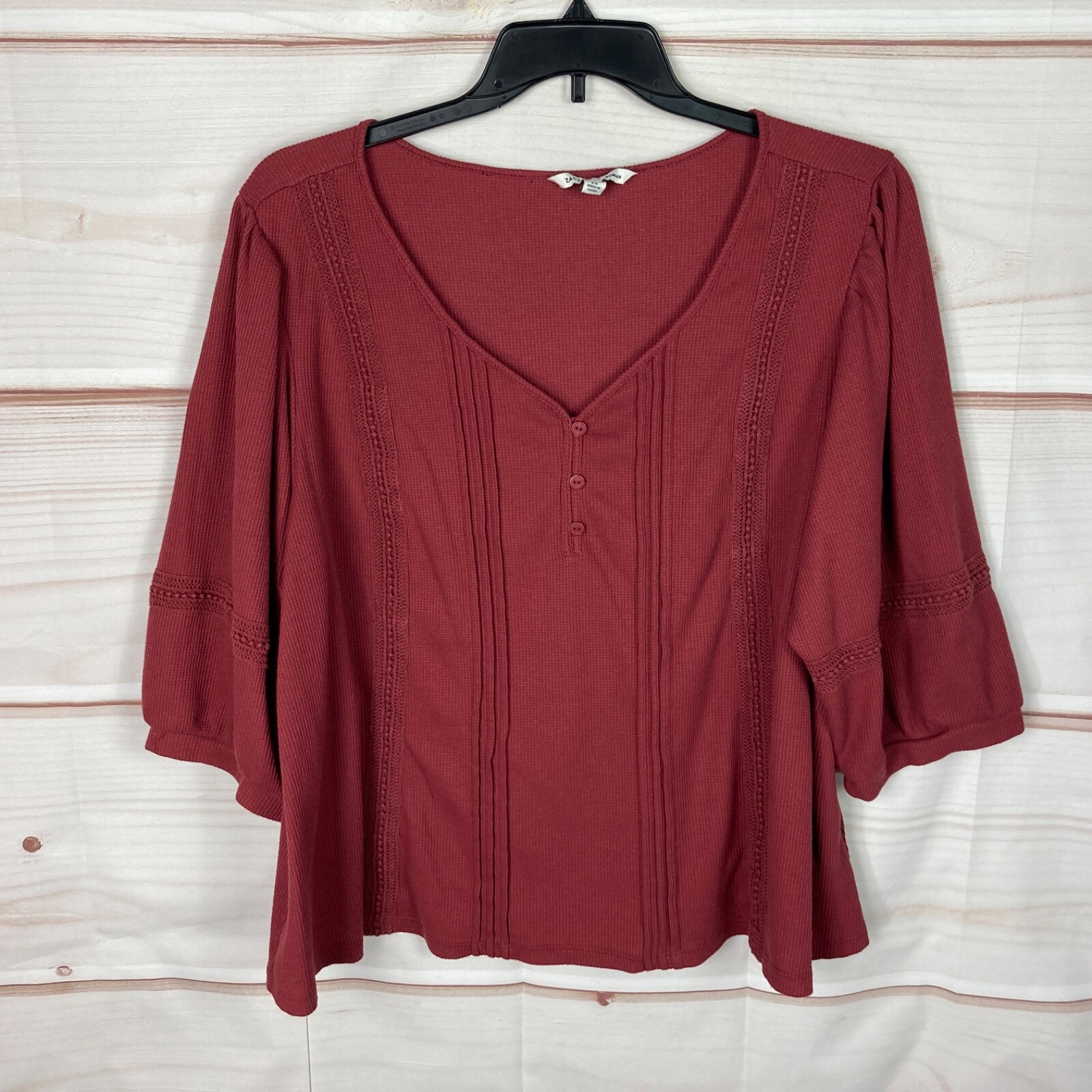 トップス meltie waffle cake blouse RED WNEEDU Women's Waffle Knit Tunic Tops Loose Long Sleeve