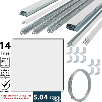 5m2 Suspended Ceiling Tiles Easyclean Wipeable Suspension Grid Metal System