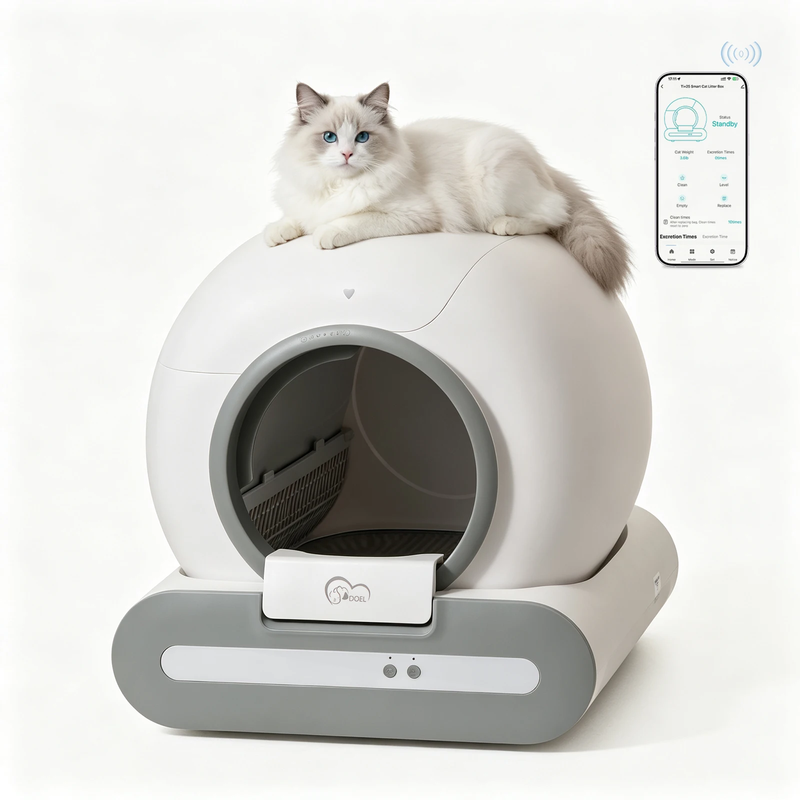 65L Automatic Cat Litter Box Self Cleaning Smart App Control 2.4G WiFi Multi Cat