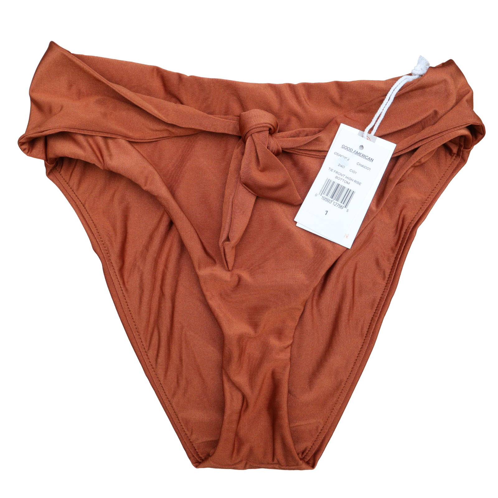 Good American TIE FRONT HIGH RISE BIKINI BOTTOM CHAI001 Size 1 [Small]