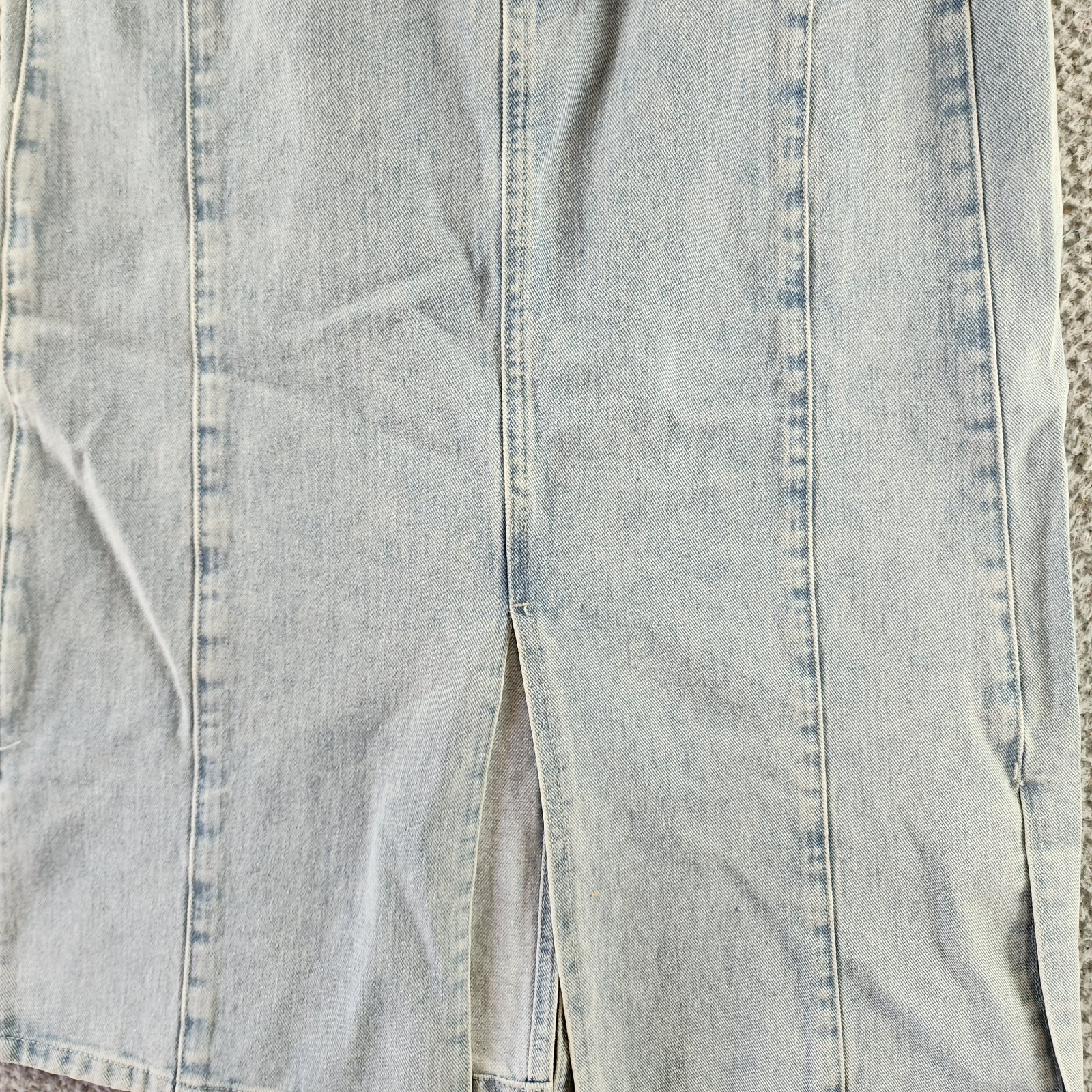 Gracia Straight Cut Midi Denim Skirt Women's L Blue Side Pockets Button Zip - Picture 13 of 17