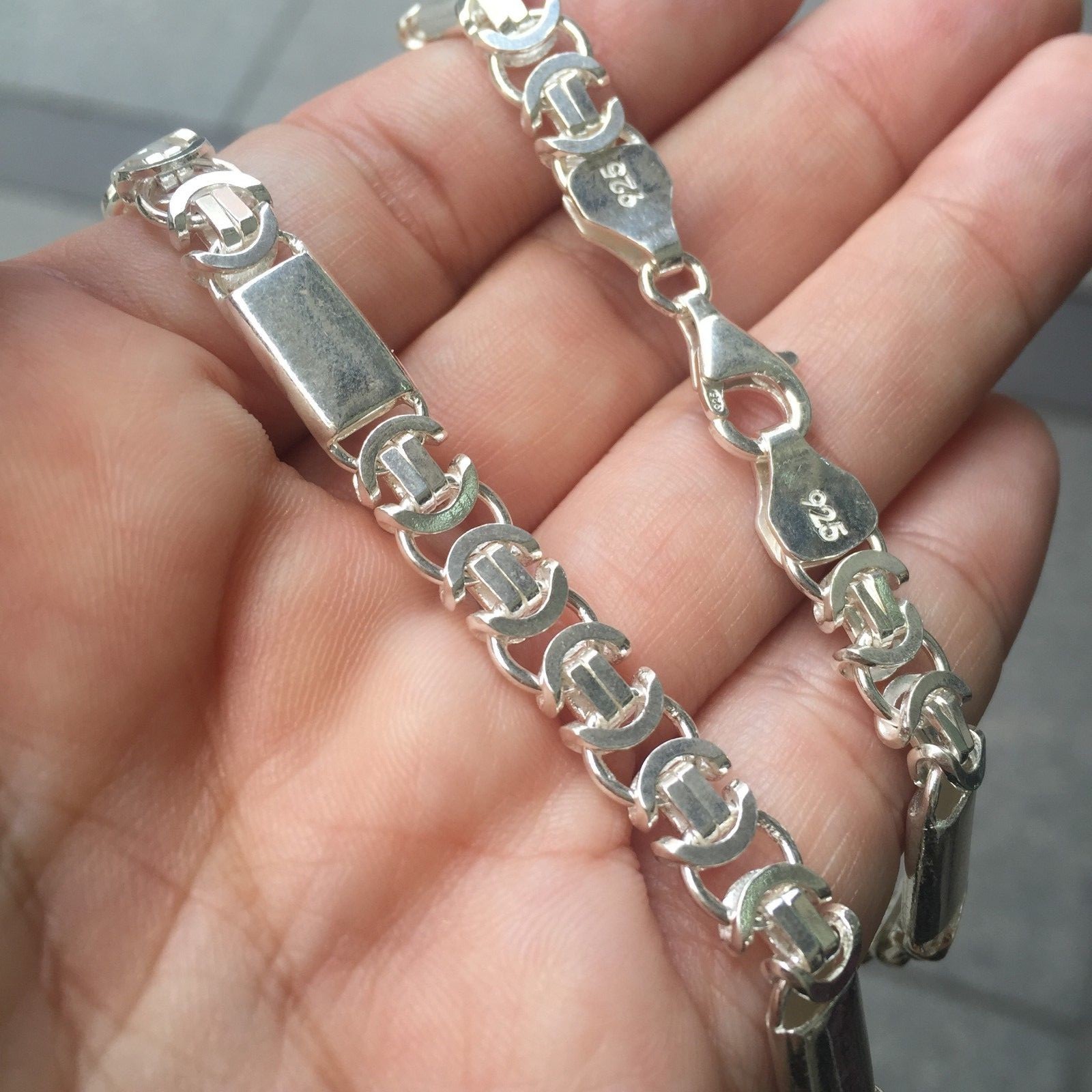 Pre-owned Handmade 925 Sterling Silver 8mm Men Flat Byzantine King Tube Chain Necklace 26 Inch 71gr