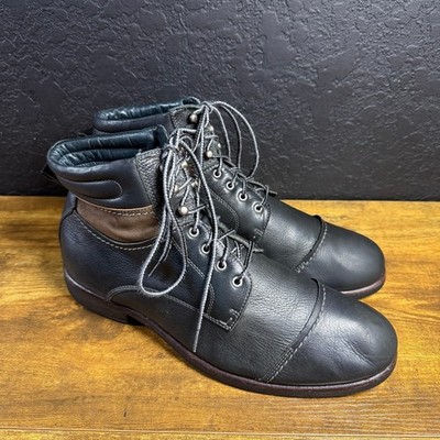 Johnston & Murphy Karnes 25-7641 Black Leather Cap Toe Boots Mens 10 M