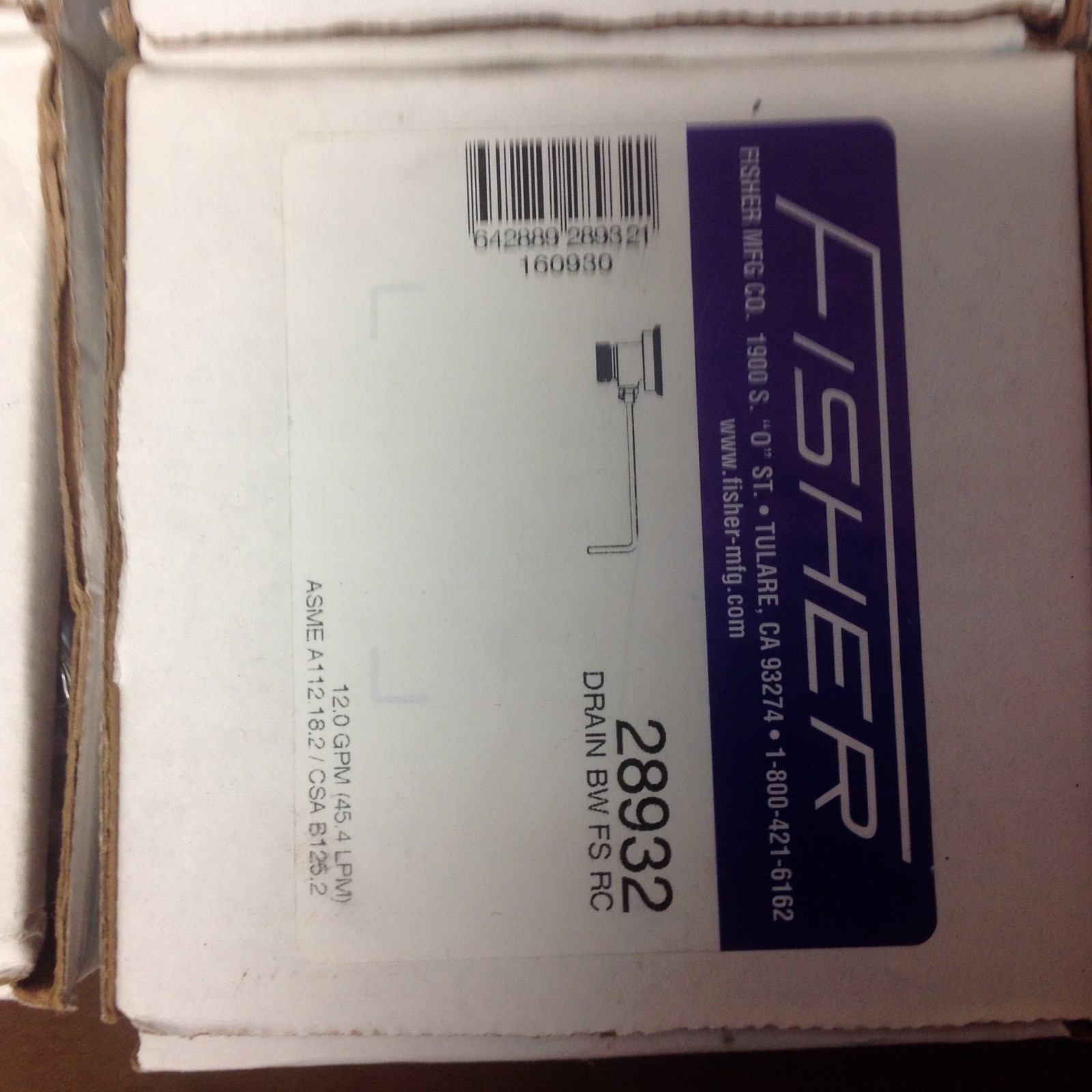 Fisher 28932 Drain BW FS RC - Waste Valve