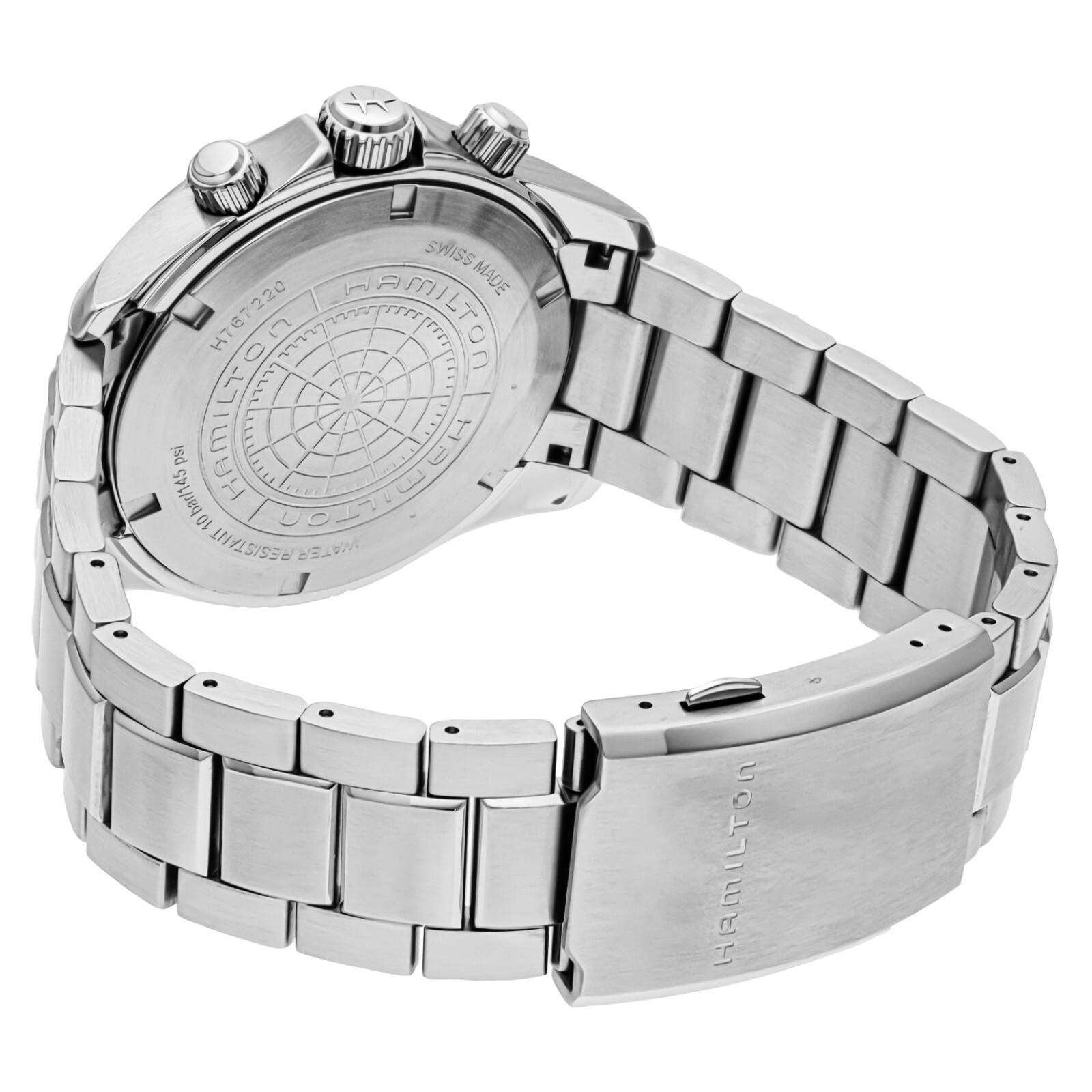 Pre-owned Hamilton H76722131 Kahki Aviation Black Quartz Stainless Steel