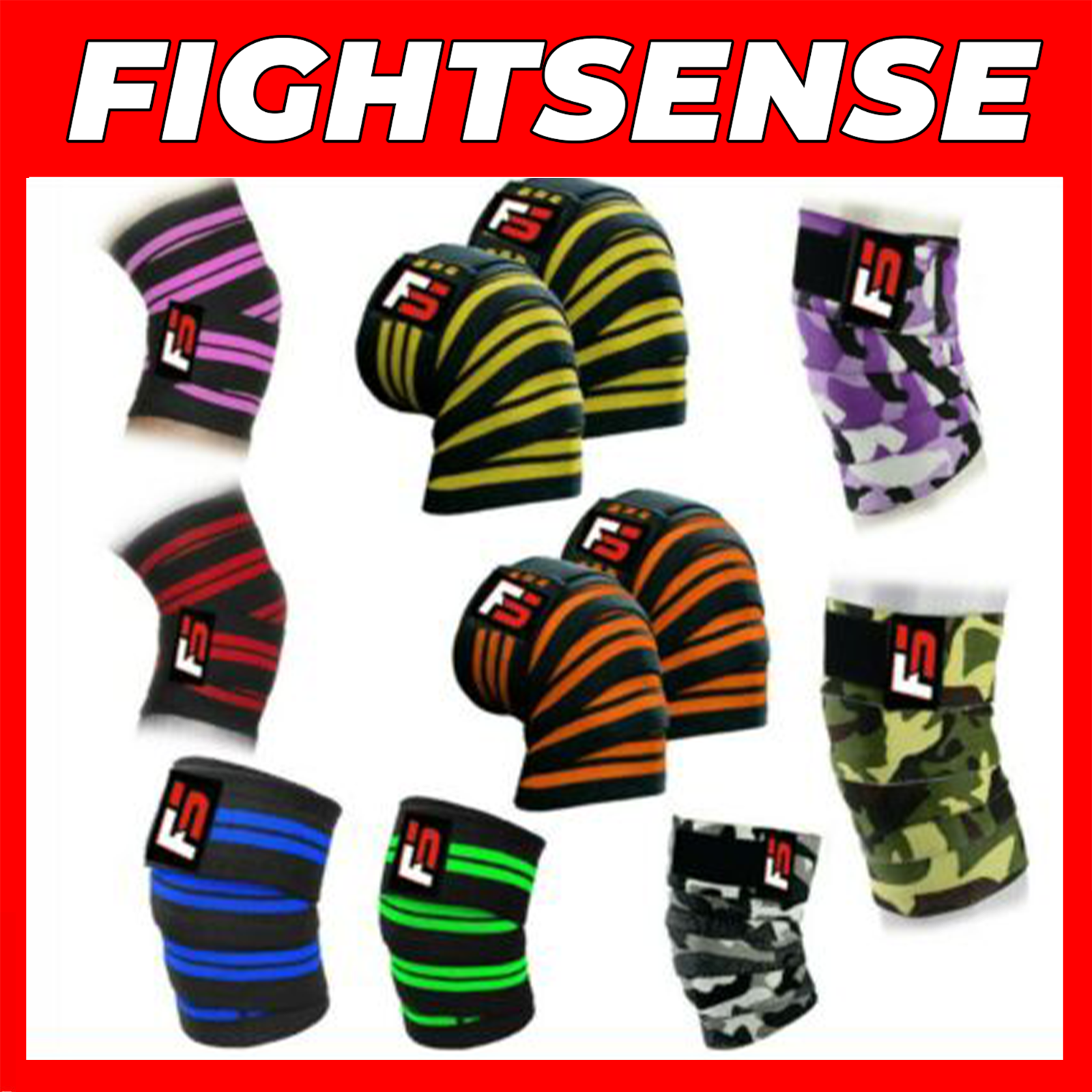 FIGHTSENSE Gym Weight lifting Knee Wraps Bandage Straps Guard Powerlifting Pair