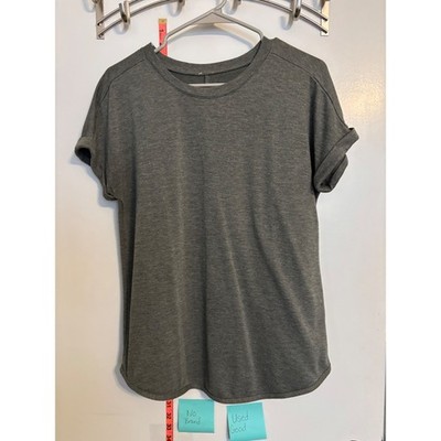 Unbranded Charcoal Grey Cuffed Short Sleeve Crew Neck Top