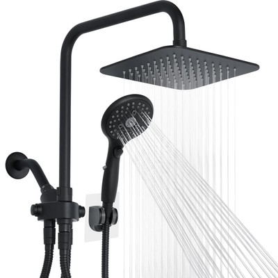 VXV 8'' High Pressure Rainfall Shower Head with 6 Function Handheld Shower Sp...