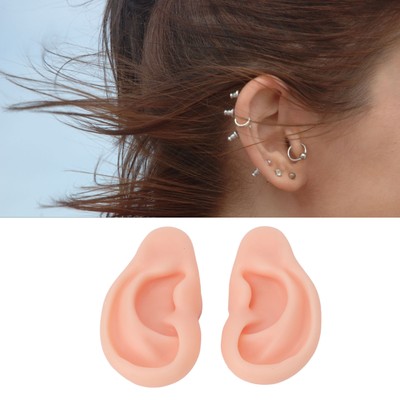 (Light Skin Color)Artificial Ear Model Silicone Human Ear Model Reusable ZOK