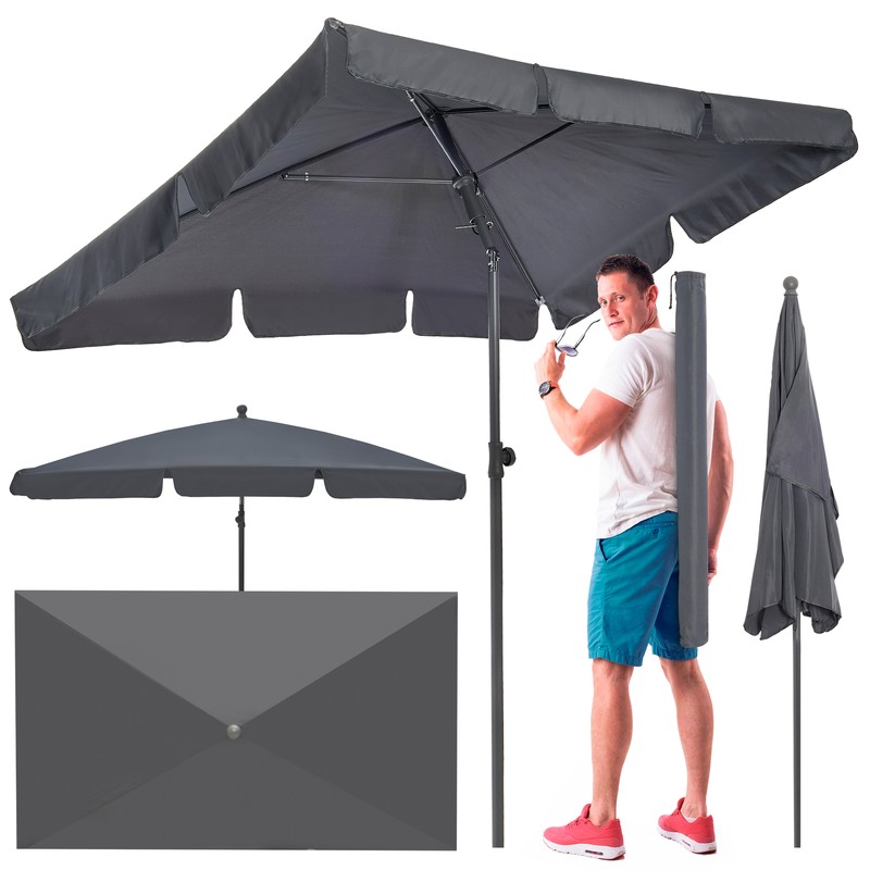 Sonnenschirm Rechteckig Knickbar Uv 50+ Garten Strand Ampel Balkon Schirm