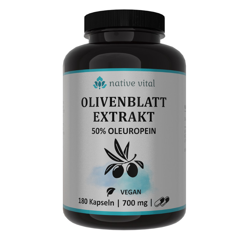 Olivenblatt Extrakt 180 Kapseln 50% Oleuropein Vegan 700mg Olive Leaf Halal