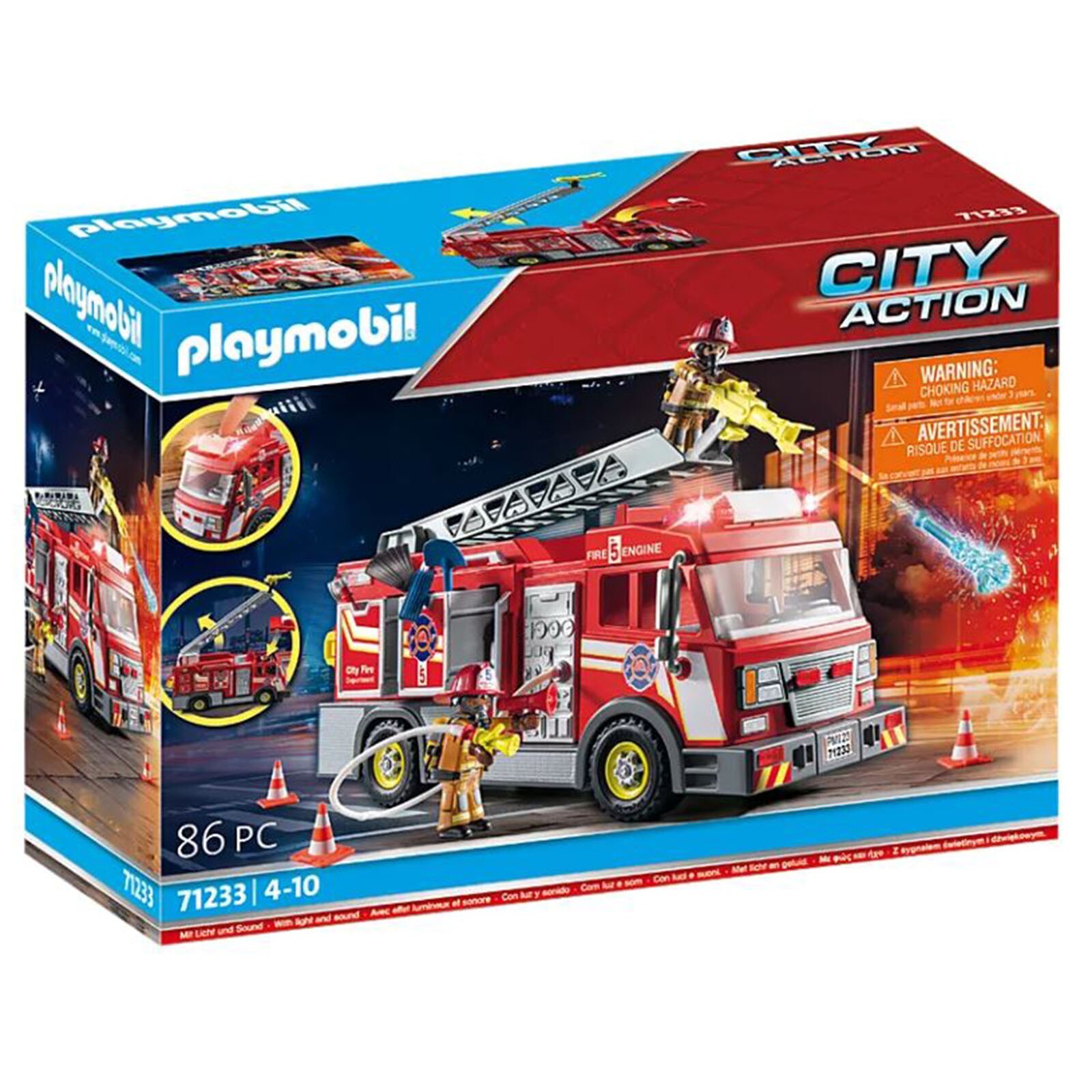 Игровой набор Playmobil City Action Пожарная машина с мигающими огнями 71233 НОВЫЙ
