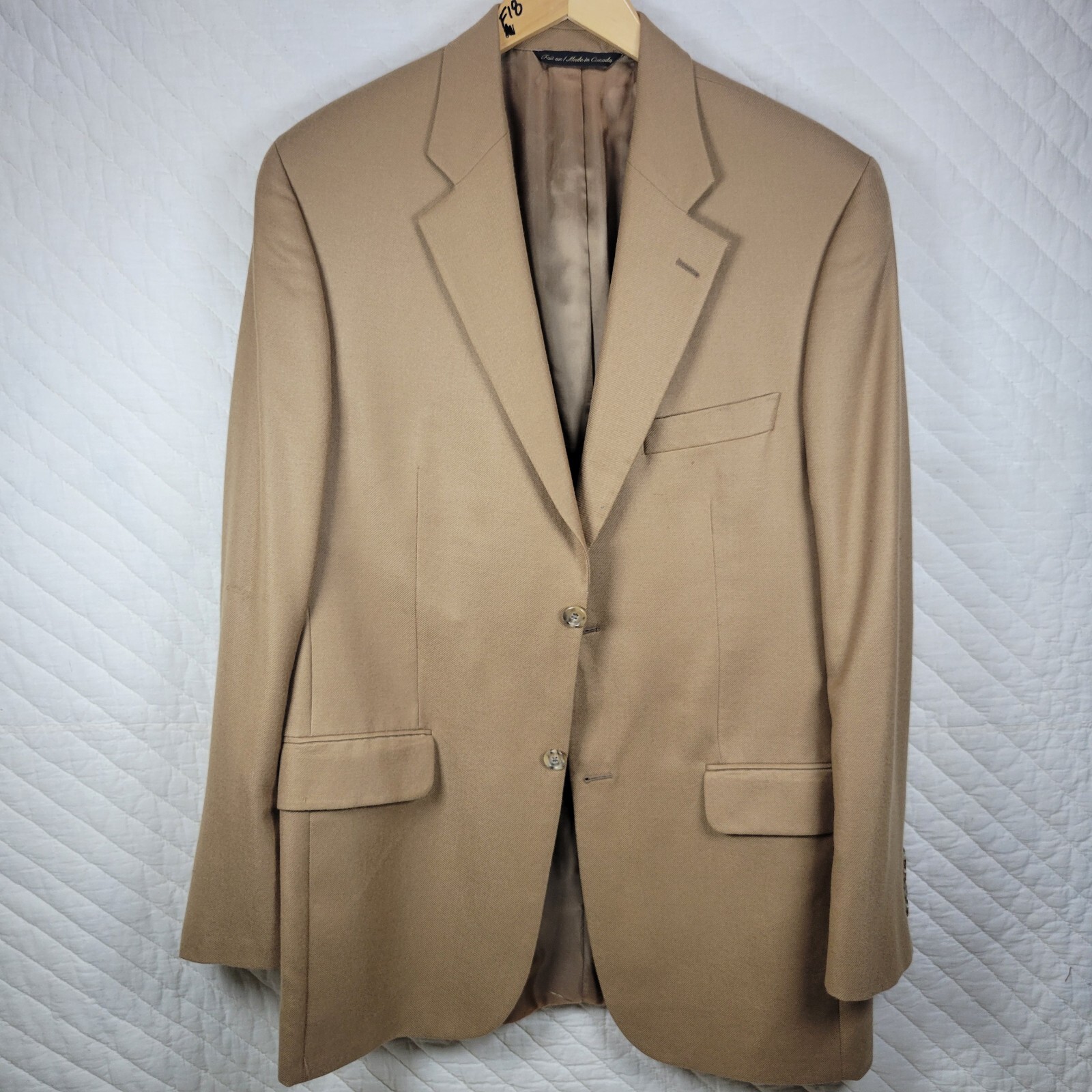 Fait au Men's Blazer Jacket Cashmere 42L Brown Tan Flaws Fait au Men's Blazer Jacket Cashmere 42L Brown Tan Flaws