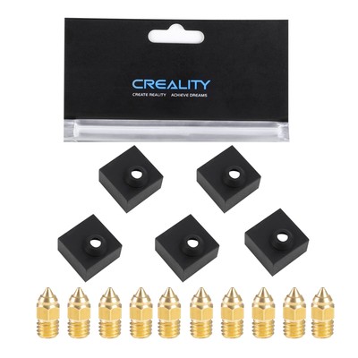 Creality Original 5PCS Heater Block Silicone Cover with 10PCS 0.4mm Nozzles, ...