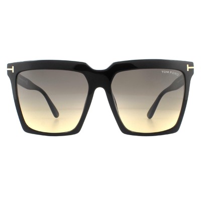 Pre-owned Tom Ford Sunglasses Sabrina 02 Ft0764 01b Shiny Black Gray Smoke Gradient