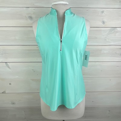 Amy Sport Frontline Sleeveless Top Aqua Green Blue Womens Size Small - NWT $140