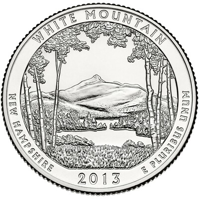 USA quarter dollar 1/4 $ Parchi Nazionali NEW HAMPSHIRE WHITE MOUNTAIN 2013