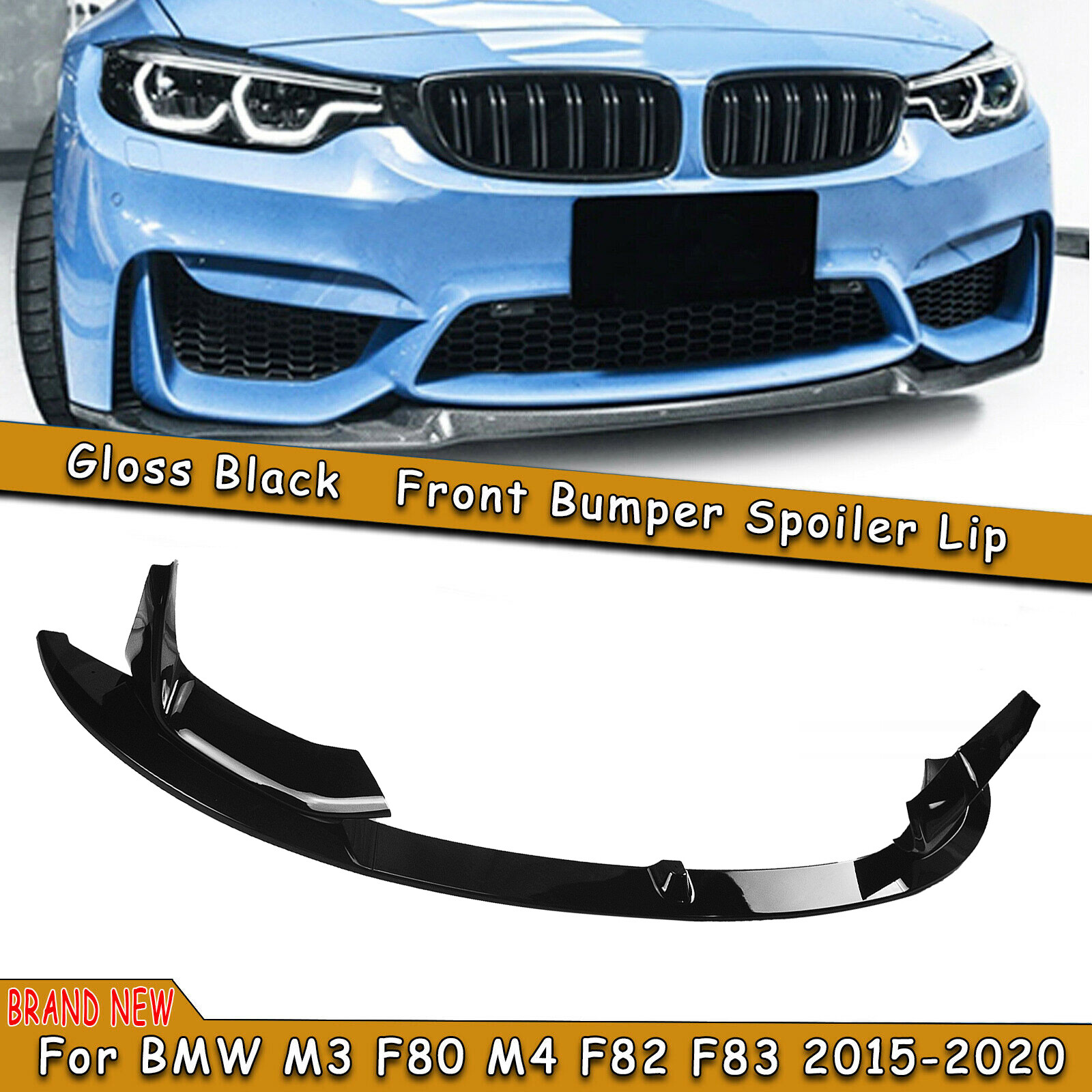 For 15-20 BMW F80 M3 F83 F82 M4 Gloss Black Performance Front Lip