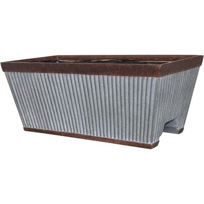 Southern Patio Westlake Deck Rail Resin Planter, Rustic Brown and Silver, 24in