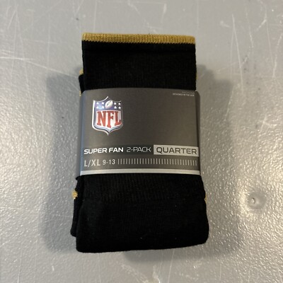 New Orleans Saints Socks No Nit Core22 Pack 2 Quarter Core LXL 9-13