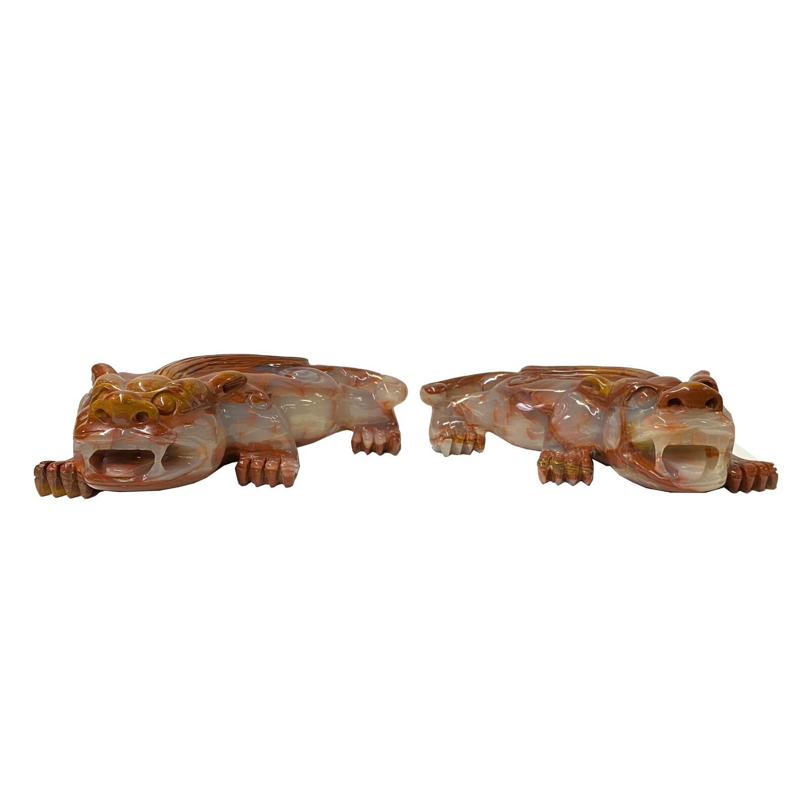 Pair Chinese Red White Stone Fengshui Fortune Pixiu Display Figures ws1042S Pair Chinese Red White Stone Fengshui Fortune Pixiu Display Figures ws1042S