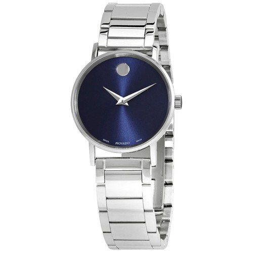 Pre-owned Movado Men's Watch Bold Quartz Blue Dial Silver Stainless Steel Bracelet 0607235