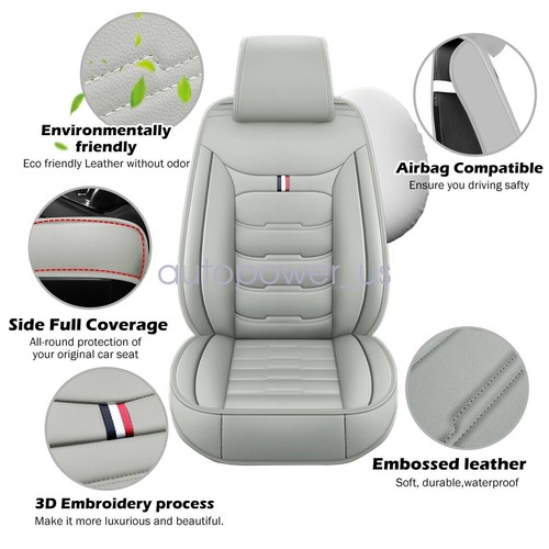 For Hyundai Leather 5 Seats Car Seat Covers Front Rear Full Set Cushion Pad Gray