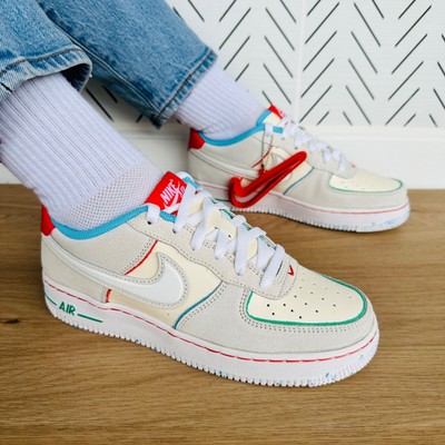  Nike AIR FORCE 1 Big Kids Retro Shoes 7Y LOW LV8 Holiday Cookies GS FQ8350-110