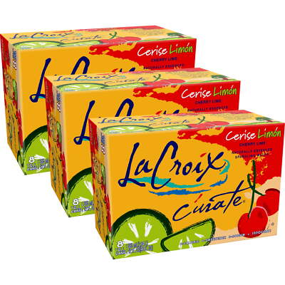 LaCroix Sparkling Water Curate, Cerise Limon (Cherry Lime)- 3/8 Packs 12 Oz USA