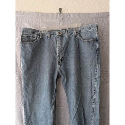 Wrangler Mens 46x30 Light Wash Five Star Premium Denim Straight Leg Work Jeans