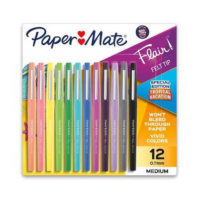 Paper Mate Flair Felt Tip Pens, Medium Point (0.7mm), Tropical & Classic Colo...