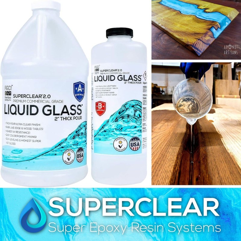 Deep Pour Epoxy Resin Crystal Clear Liquid Glass 2-4" Wood
