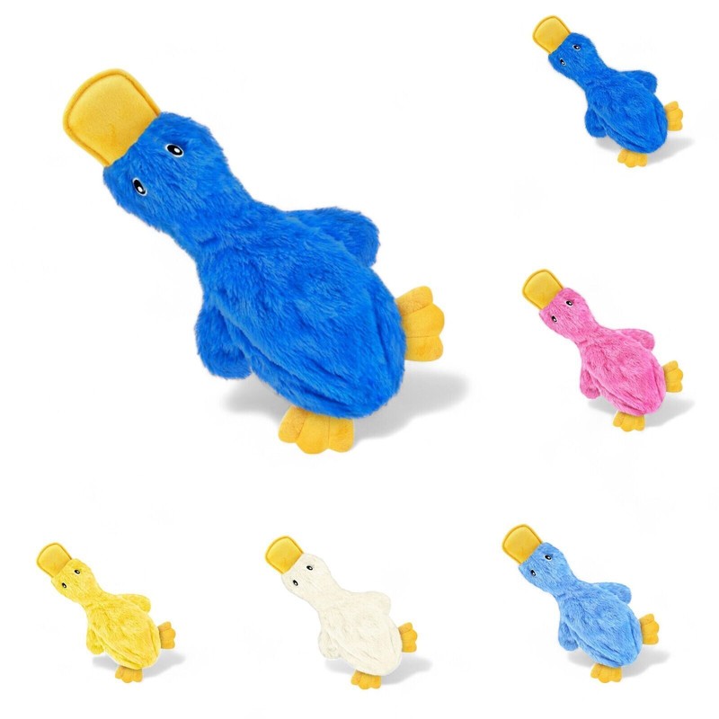 Cute No Stuffing Duck Crinkle Toy, Soft Squeaker, Fun for Puppies & Dogs