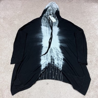 Stitch Drop Sweater Black White Oversized Lightweight Hooded Size Small NWT
