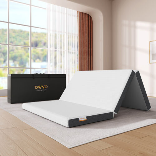 Folding Mattress Tri Fold Memory Foam Mattress Topper Portable Guest Mattress