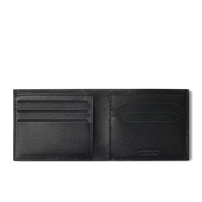 Pre-owned Montblanc Men Wallet  Meisterstück 129242 Slim Bifold In Black Leather For Cards