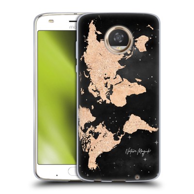 OFFICIAL NATURE MAGICK WORLD MAP ROSE GOLD GLITTER GEL CASE FOR MOTOROLA PHONES