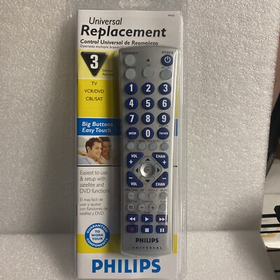 Philips Universal Replacement Remote Big Buttons Easy Touch TV VCR DVD PM335