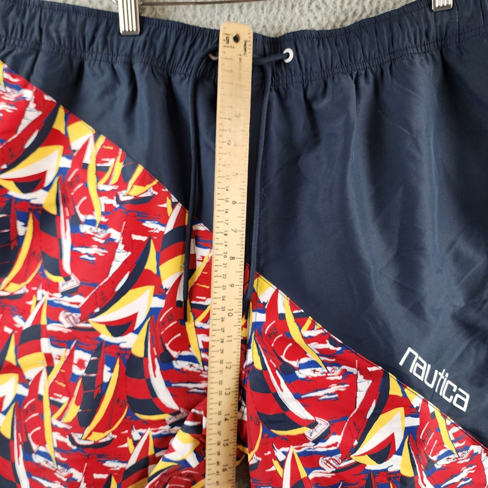 Nautica Heritage Diagonal Full Elastic Waist Swim Trunks Men's XXL Navy Multi - Picture 9 of 11