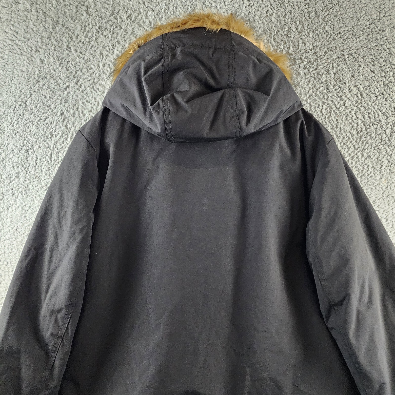 Club Room Parka with a Faux Fur-Hood Jacket Men's M Black Long Sleeve Zip/Snap - Picture 15 of 17