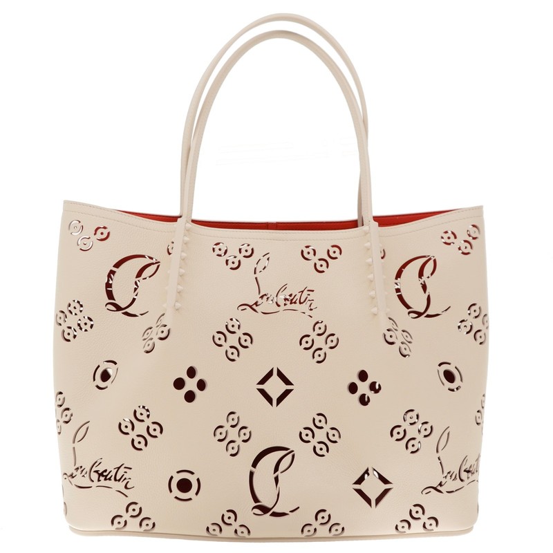 Christian Louboutin Cabarock Perforated Large Tote Beige Leather