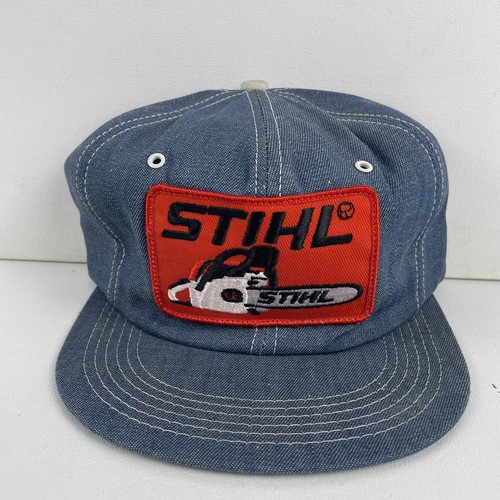 帽子 Props Store Eighty Mfg. for BIG UNCLE 🔥VTG Denim STIHL Chainsaw Big Patch Snapback Trucker Hat K