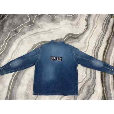 Pre-owned Dior And Kenny Scharf Blue Denim Jeans Overshirt Shirt Jacket Long Sleeve 54