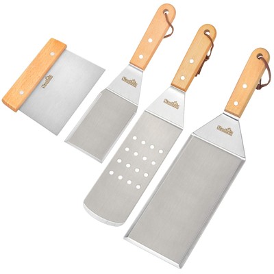 Stanbroil Metal Spatula and Bench Scraper Set for Griddle, Commercial Stainle...