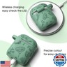 Filoto Airpods Case, Silicone Flower Engraved Protective Case Cover Apple Airpod 2/1 Skin Cover with Keychain for Women Girls, Cactus Green Flower
