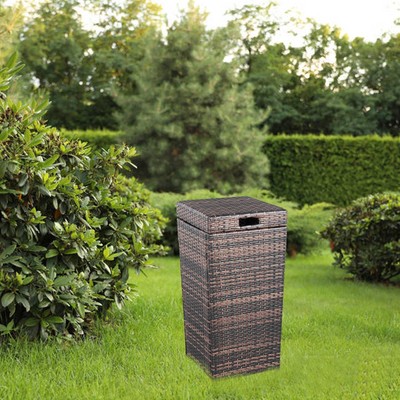 Rattan Dustbin Recycling Container Wicker Waste Bin Trash Garbage Can Brown Home