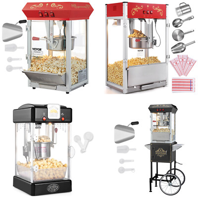 VEVOR Popcorn Popper Machine Tabletop Popcorn Maker 300-1615W 2.5-16Oz Black/Red