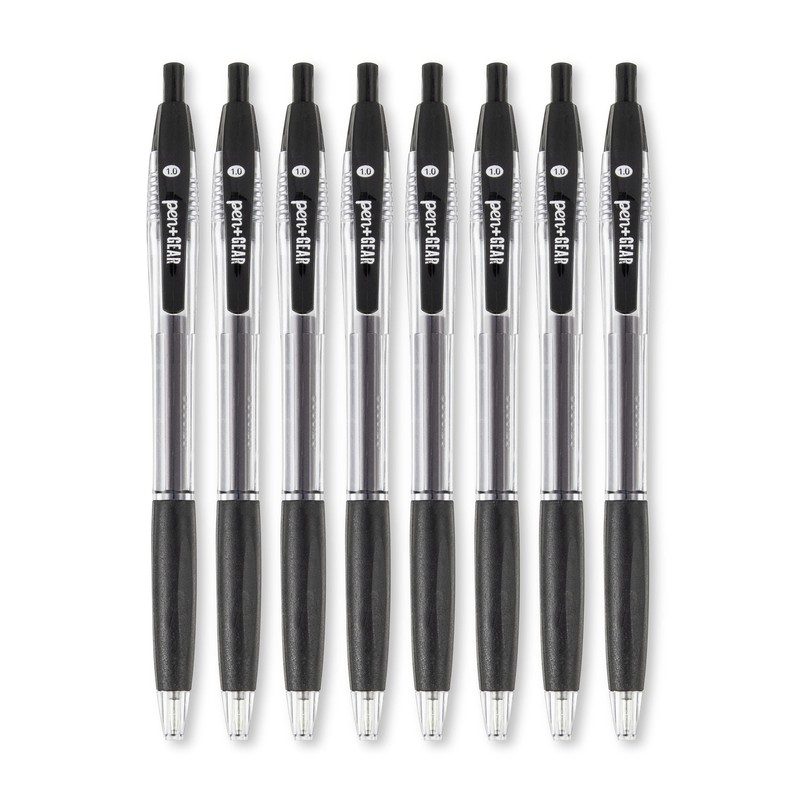 Retractable Ballpoint Pens, 1.0 Mm, Medium Point, Black Ink, 8 Pack
