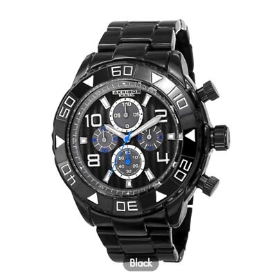 Pre-owned Akribos Xxiv Men's Watch Quartz Chronograph Etched-pattern Dial Strap In Silver