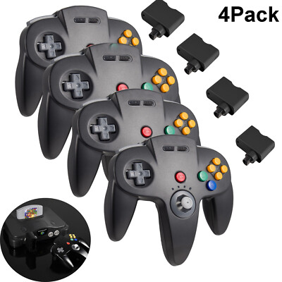 4PACK Wireless N64 Controller Rechargeable Gamedpad Rumble Pak for Nintendo 64
